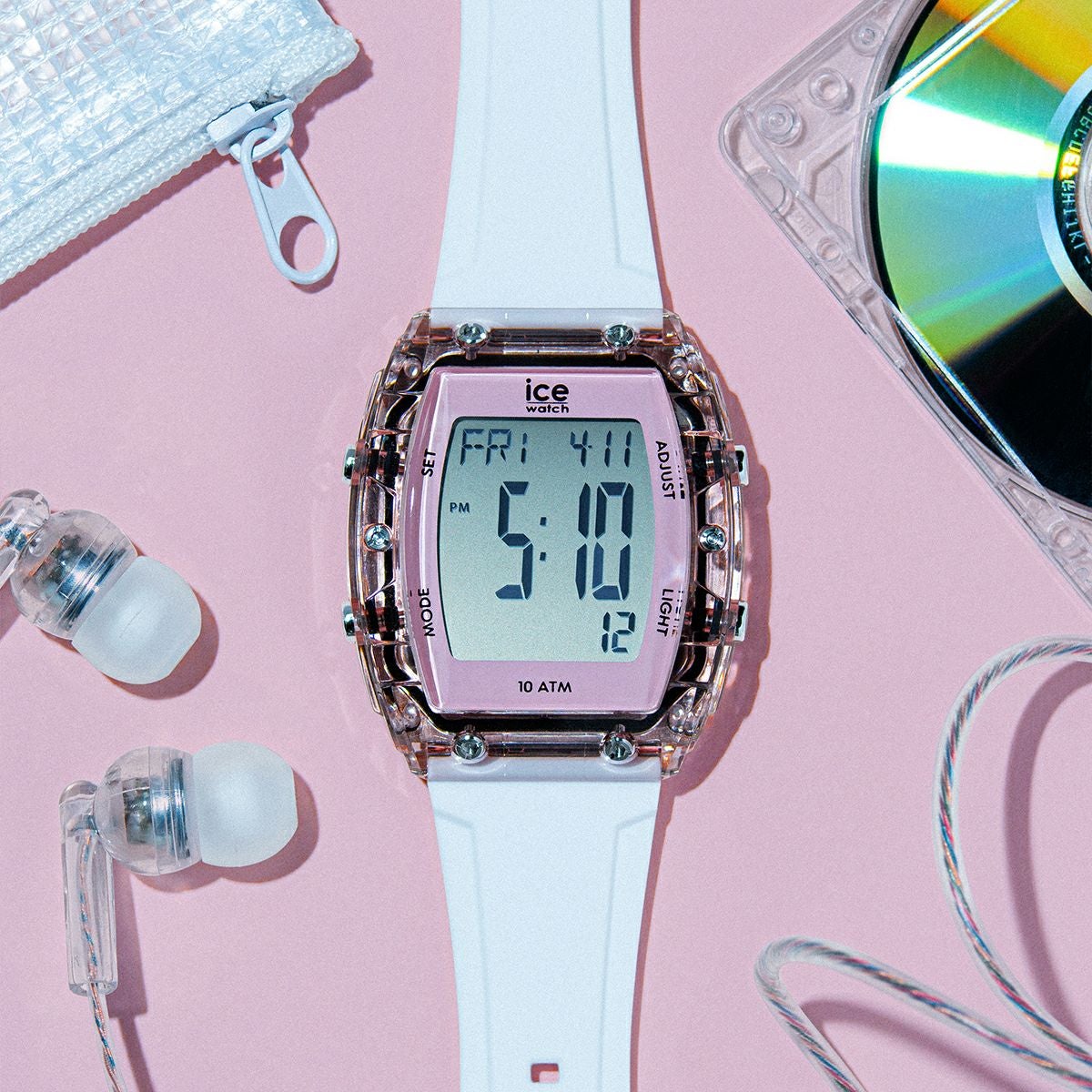 ICE-WATCH / アイスウォッチ ICE digit boliday ホワイト クリアピンク