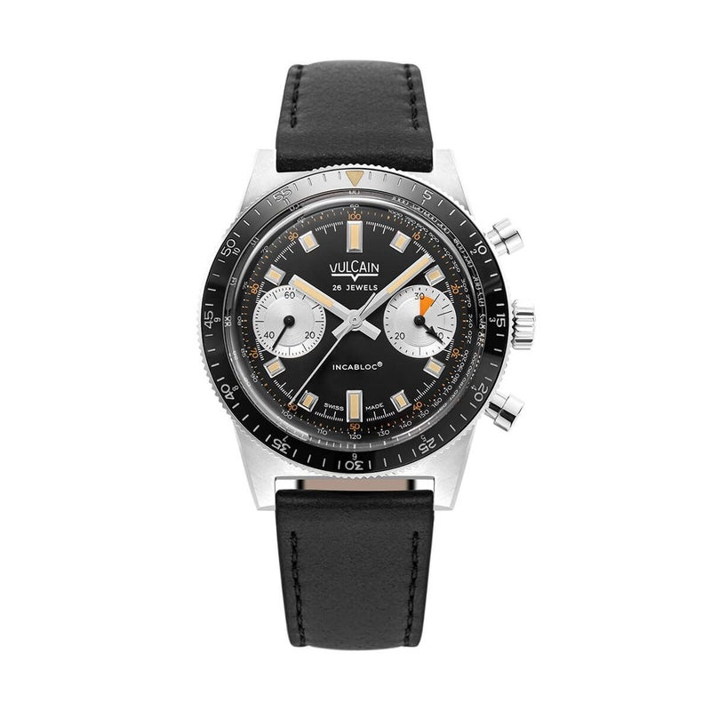 VULCAIN / ヴァルカン スキンダイバー クロノグラフ ブラックダイヤル ブラック カーフレザーベルトの公式ECサイト掲載画像