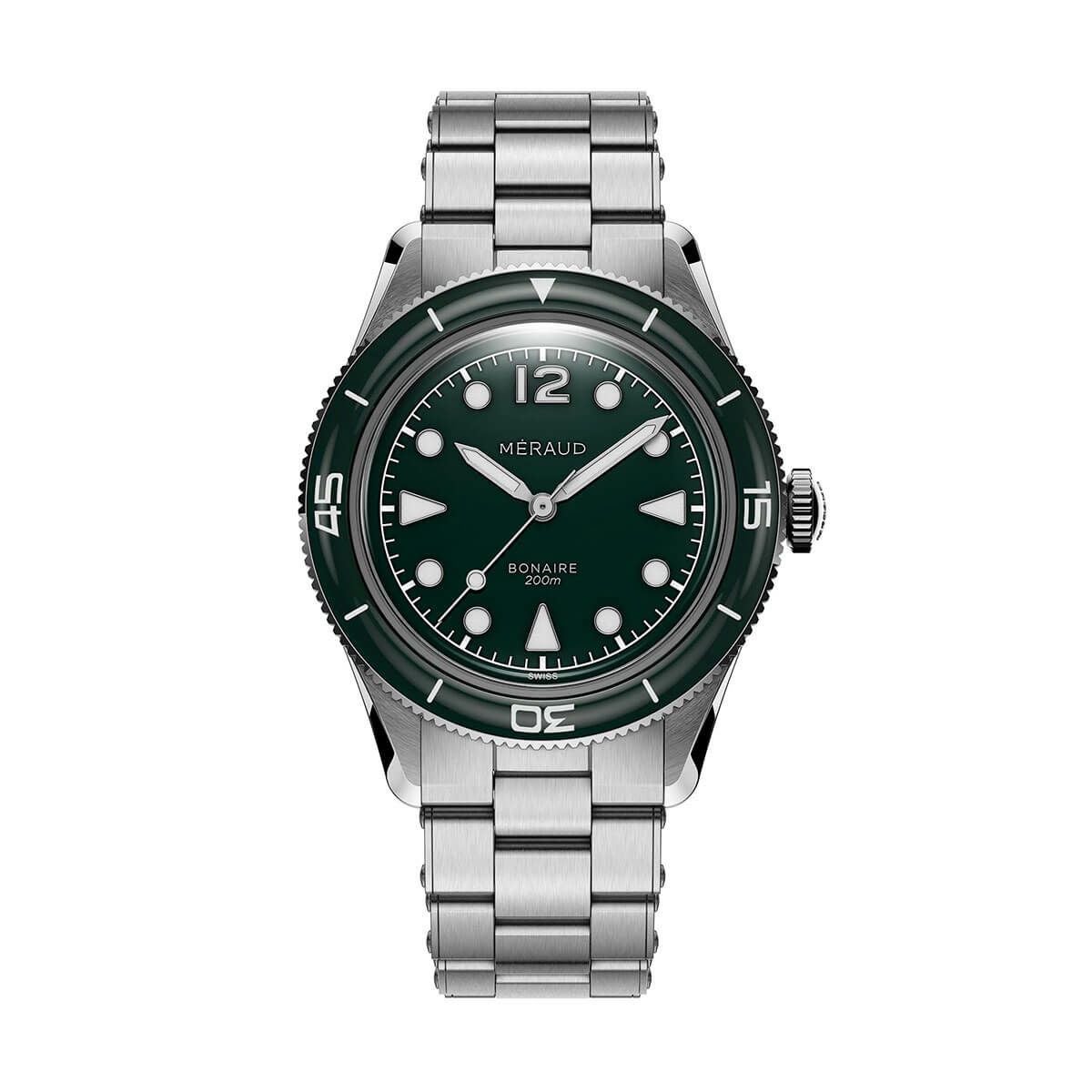 Meraud Watch / メローウォッチ ボネール モスグリーン スチール リベット ブレスレットの公式ECサイト掲載画像