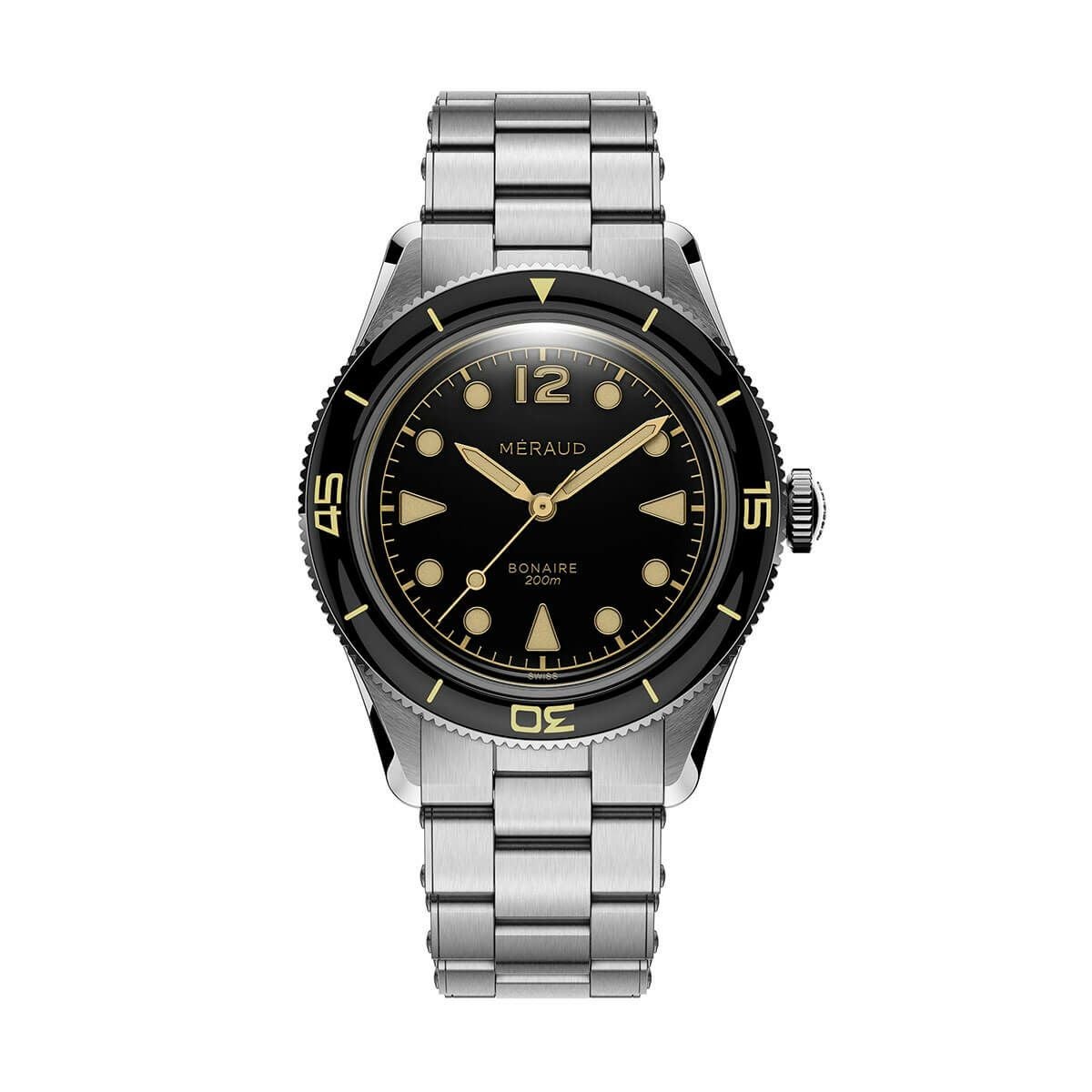 Meraud Watch / メローウォッチ ボネール オニキスブラック スチール リベット ブレスレットの公式ECサイト掲載画像