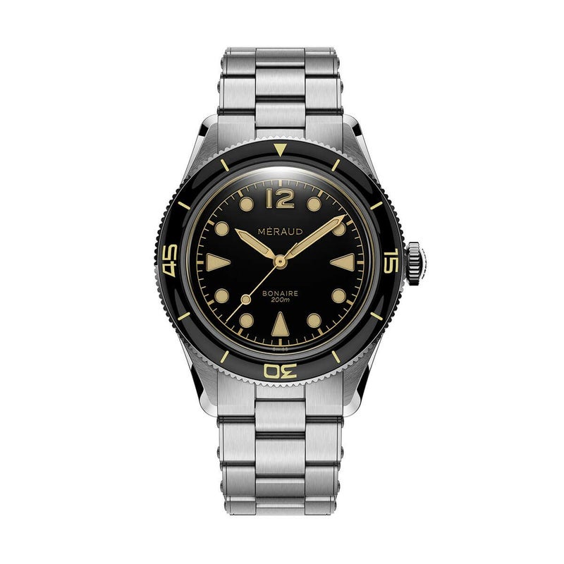 Meraud Watch / メローウォッチ ボネール オニキスブラック スチール リベット ブレスレットの公式ECサイト掲載画像