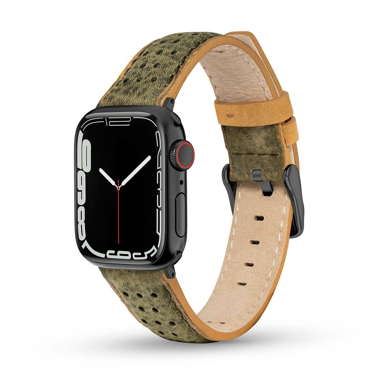 Timberland / ティンバーランド アップルウォッチ ストラップ - デインツリー L グリーン レザー ガン 44mm、45mm、46mm、49mmケース、Ultra 用の公式ECサイト掲載画像