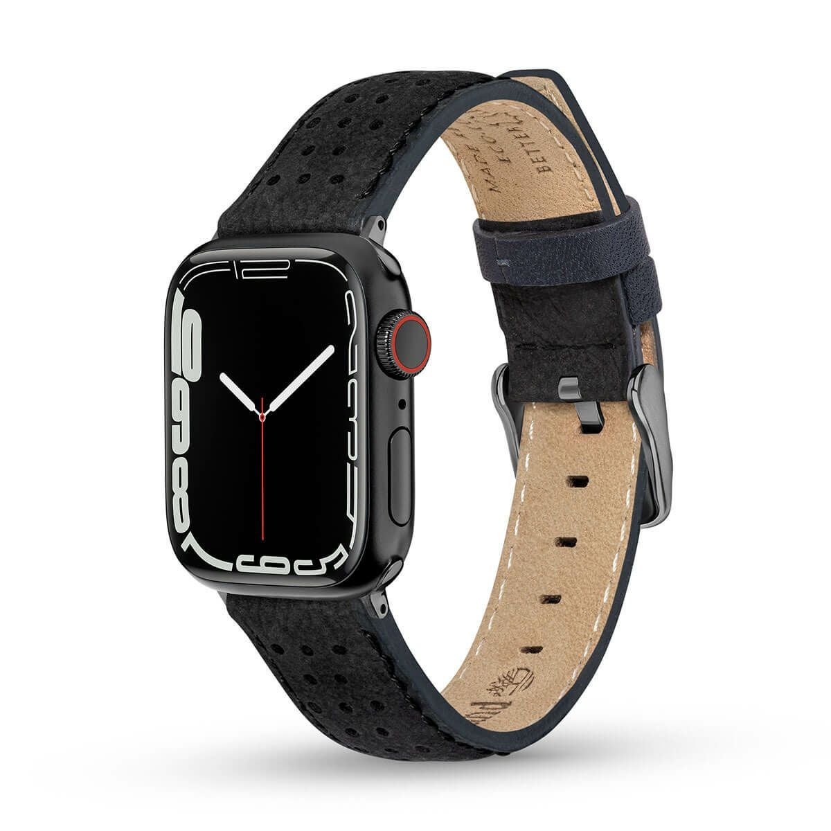 Timberland / ティンバーランド アップルウォッチ ストラップ - デインツリー S ブラック レザー ガン 38mm、40mm、41mm、42mmケース用の公式ECサイト掲載画像