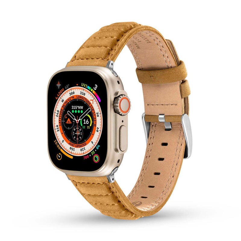 Timberland / ティンバーランド アップルウォッチ ストラップ - アモスキーグ キャメルレザー SS 44mm、45mm、46mm、49mmケース、Ultra 用の公式ECサイト掲載画像