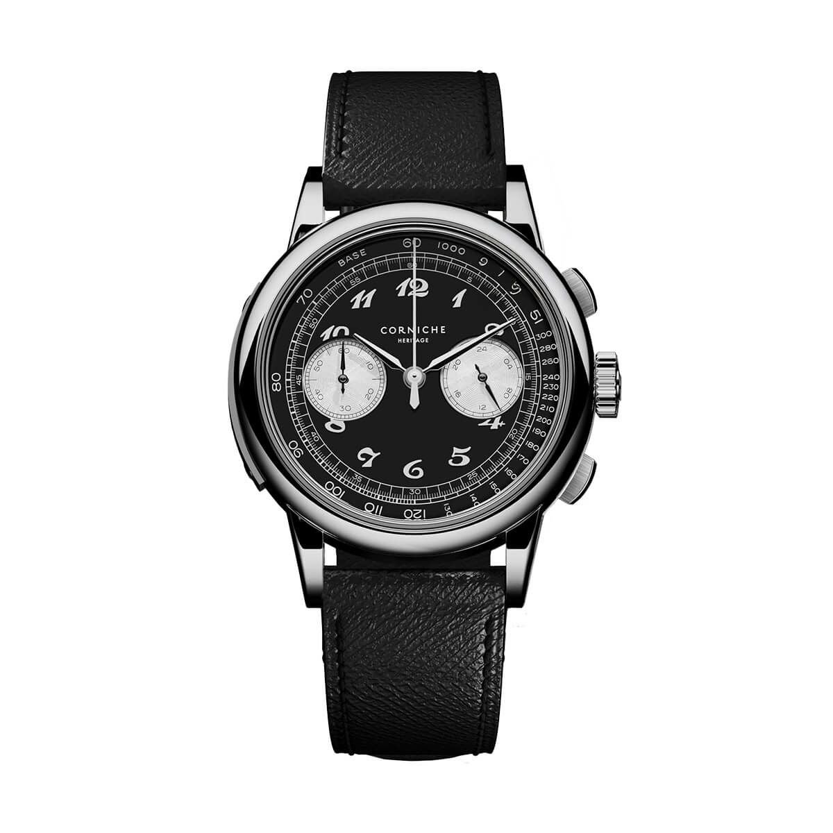 Corniche Watches / コーニッシュ 【世界限定300本】ヘリテージ クロノグラフ ノワール ブランの公式ECサイト掲載画像