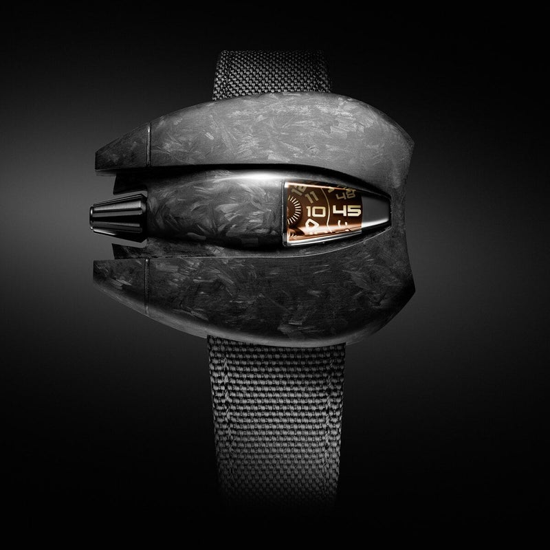 SPACEONE / スペースワン ［世界限定25本］ジャンピングアワー ブラウン カーボン ブラック ファブリック ストラップの公式ECサイト掲載画像