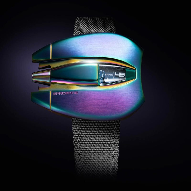 SPACEONE / スペースワン ［世界限定25本］ジャンピングアワー イライズド チタン ブラック ファブリック ストラップの公式ECサイト掲載画像