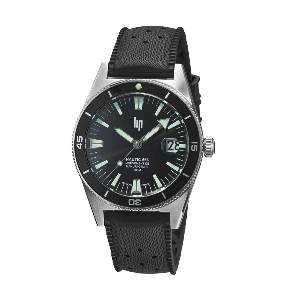 LIP / リップ マニュファクチュール ノーティック666 シルバーブラック ブラックエラストマーストラップの公式ECサイト掲載画像