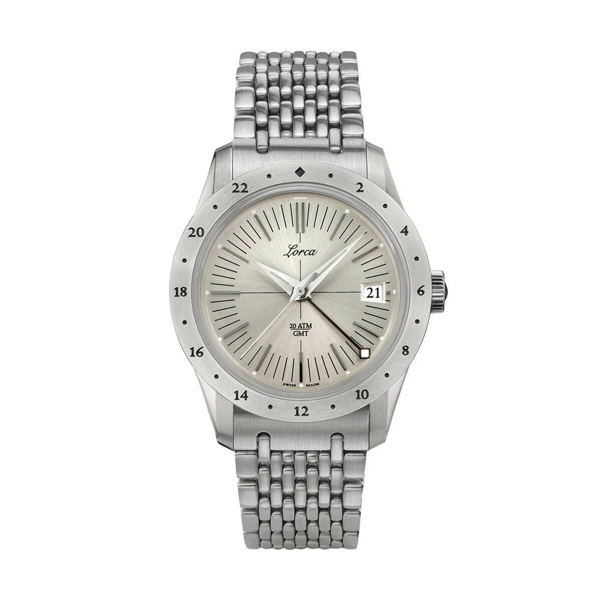 Lorca Watches / ロルカ ウォッチ モデル No.1 GMT シルバー ステンレススチール ブレスレットの公式ECサイト掲載画像