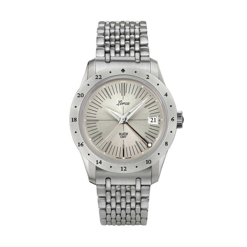 Lorca Watches / ロルカ ウォッチ モデル No.1 GMT シルバー ステンレススチール ブレスレットの公式ECサイト掲載画像