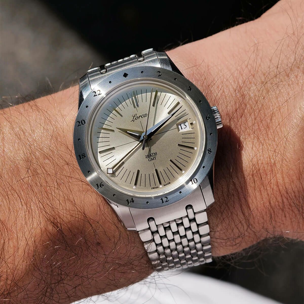 Lorca Watches / ロルカ ウォッチ モデル No.1 GMT シルバー