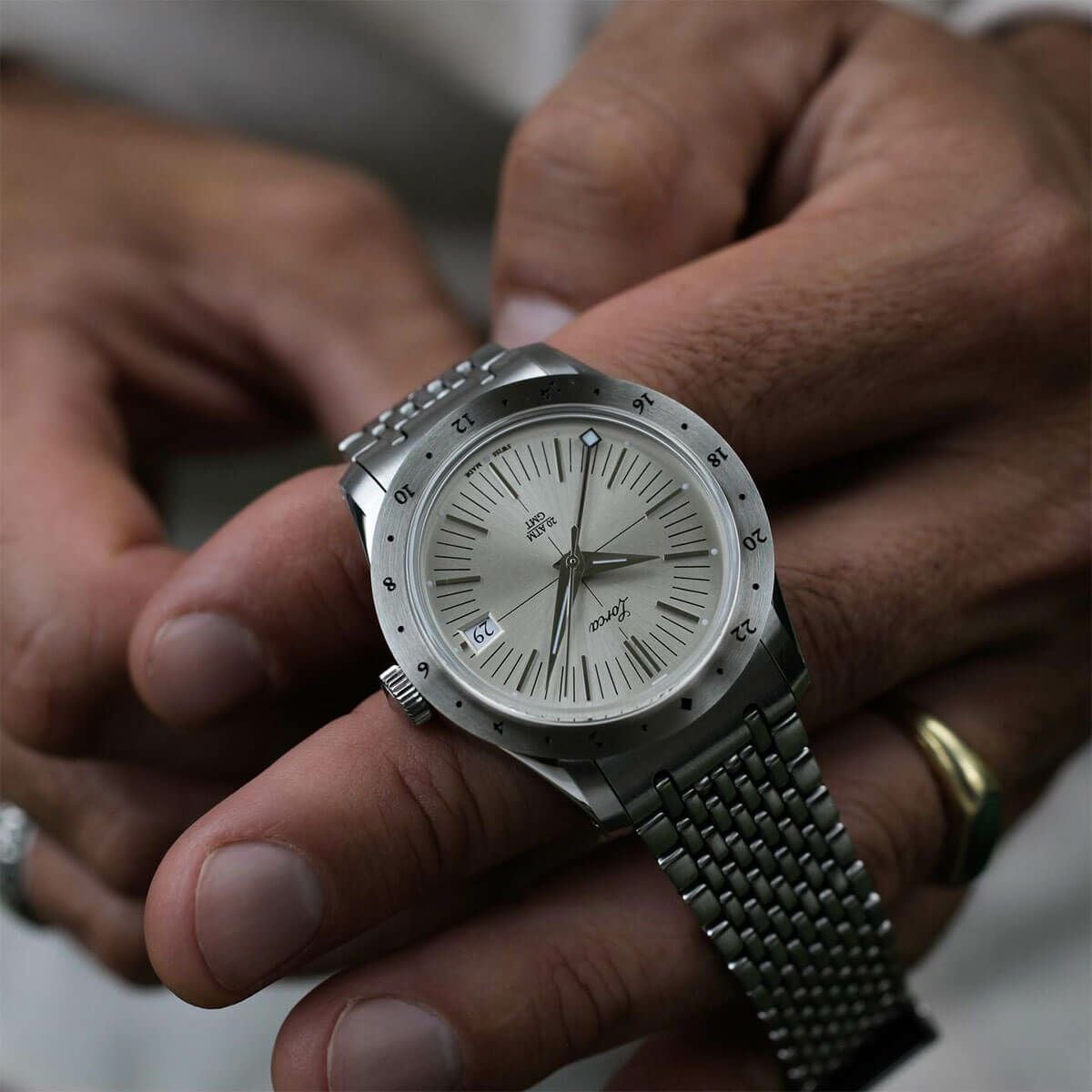 Lorca Watches / ロルカ ウォッチ モデル No.1 GMT シルバー