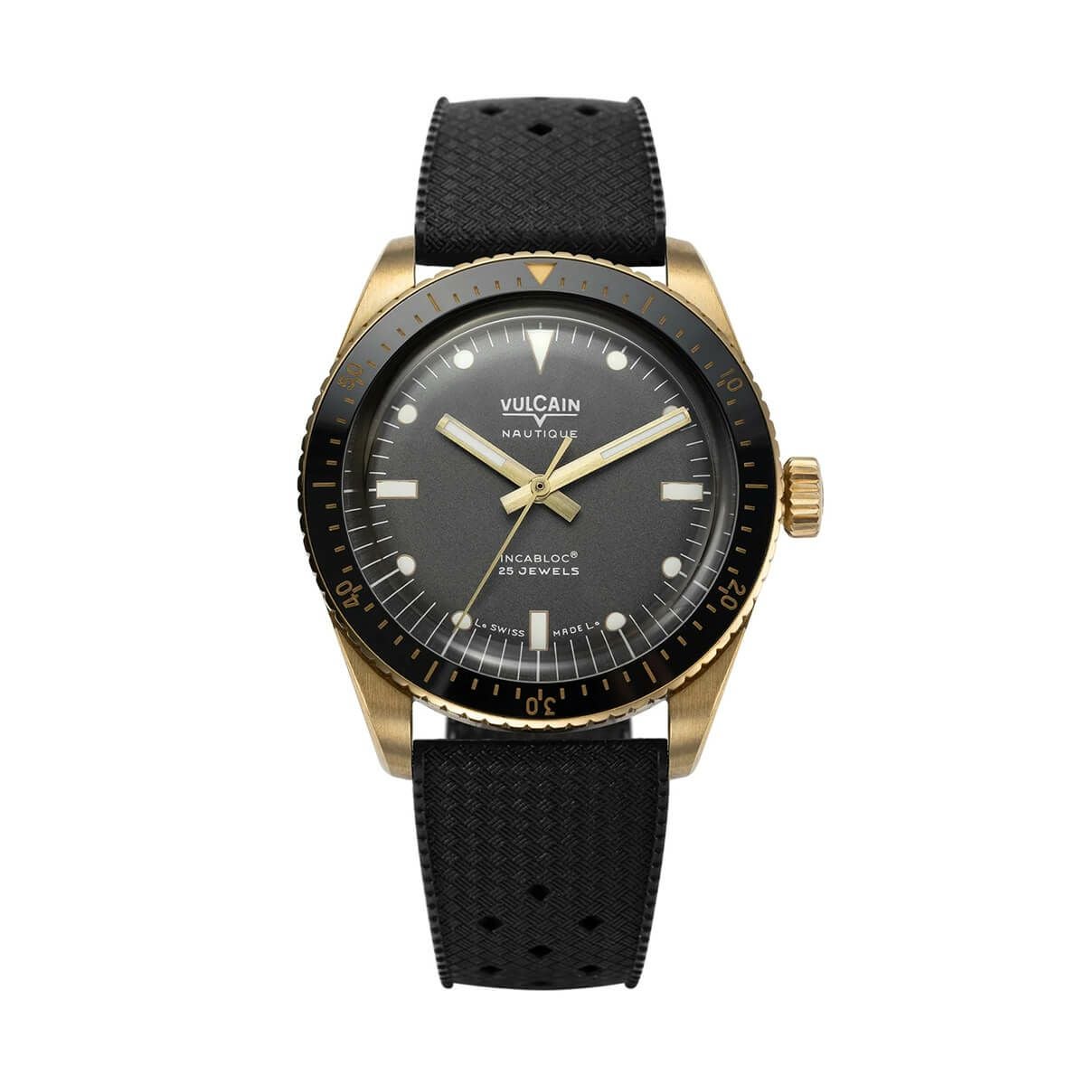 VULCAIN / ヴァルカン スキンダイバー ノーティック ブロンズケース スチールフルケースバック グレーダイヤル ラバーストラップの公式ECサイト掲載画像