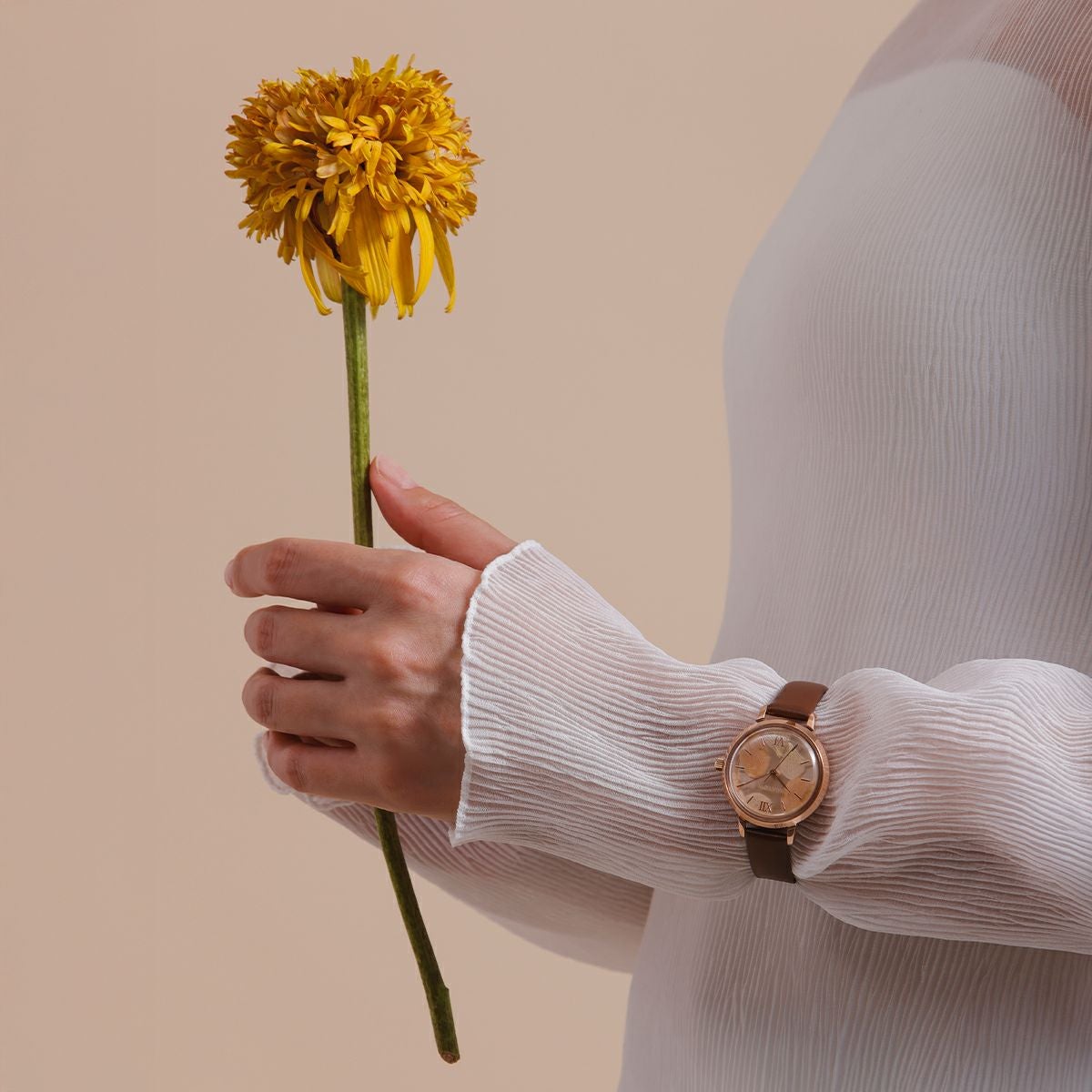 MATOW / マトウ Shiki Bouquet 紅葉 ローズゴールド ブラウンレザー