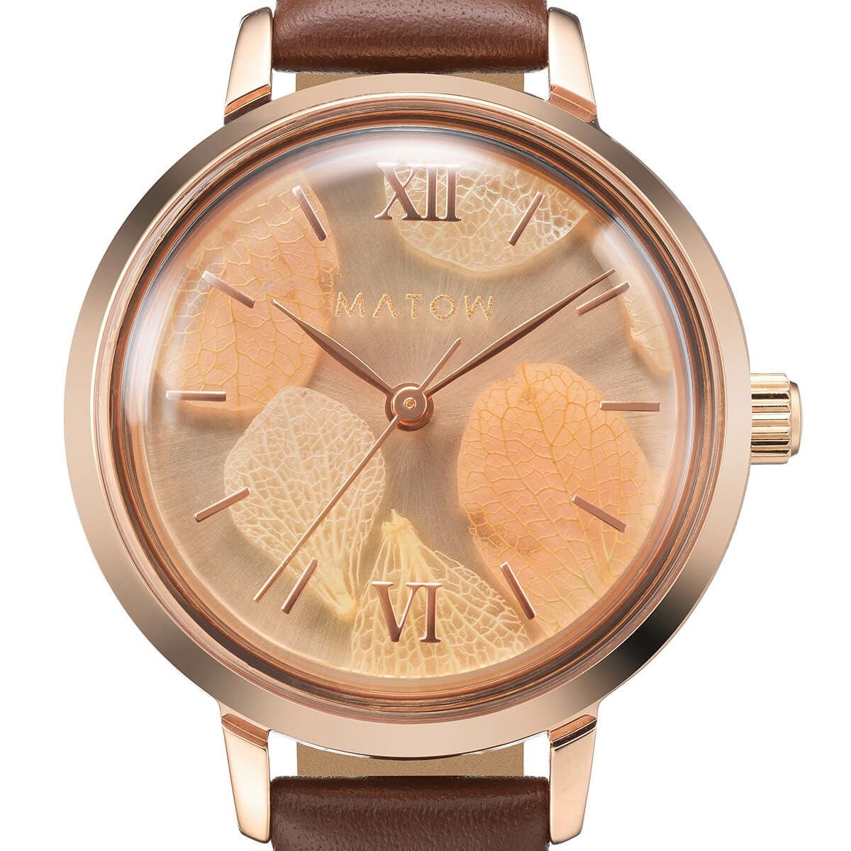 MATOW / マトウ Shiki Bouquet 紅葉 ローズゴールド ブラウンレザー