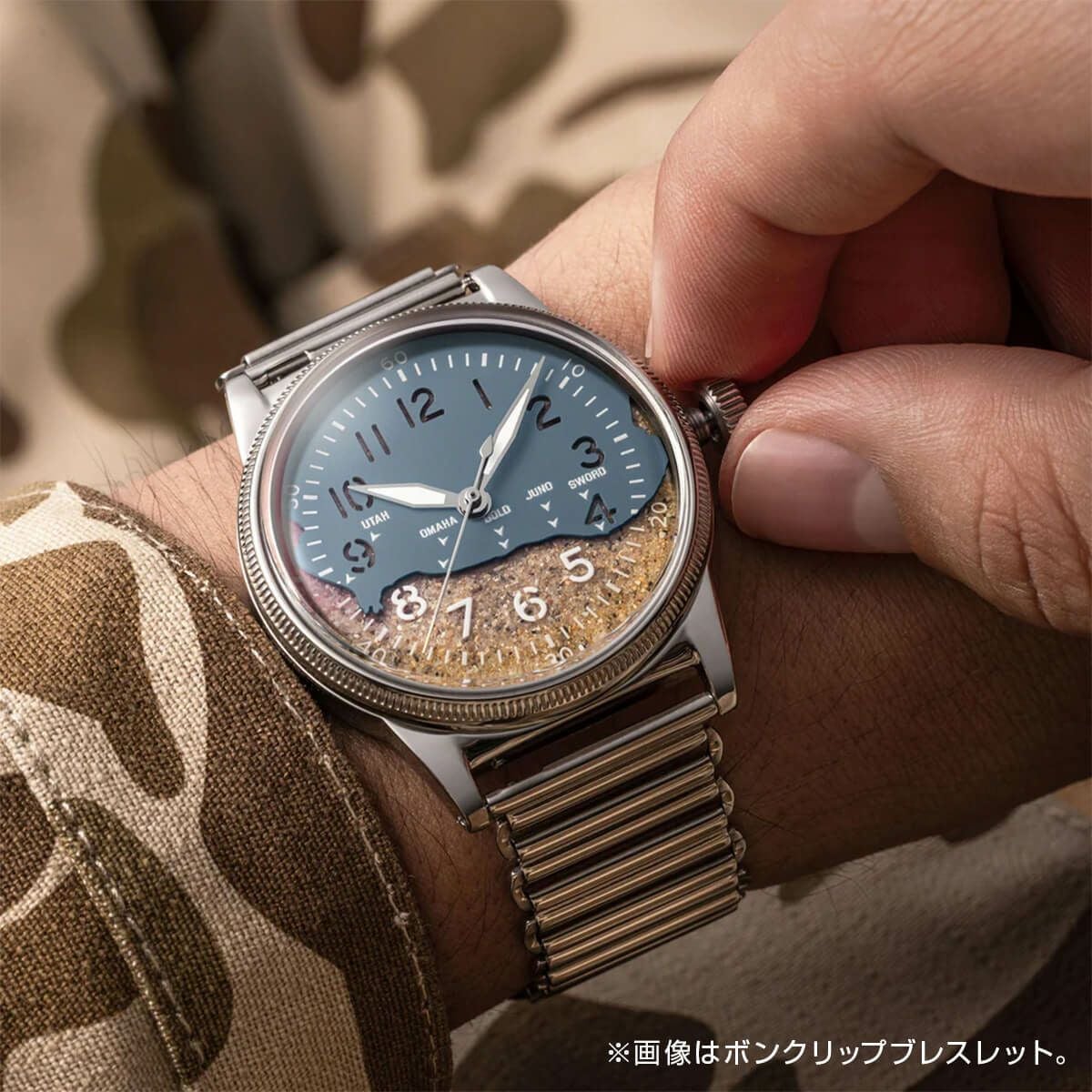 p*e様 m212 DESERT STORM クオーツ腕時計 動作未確認 Praesidus / プレジダス Utah Beach A-11 Blue Steel Rock Leather