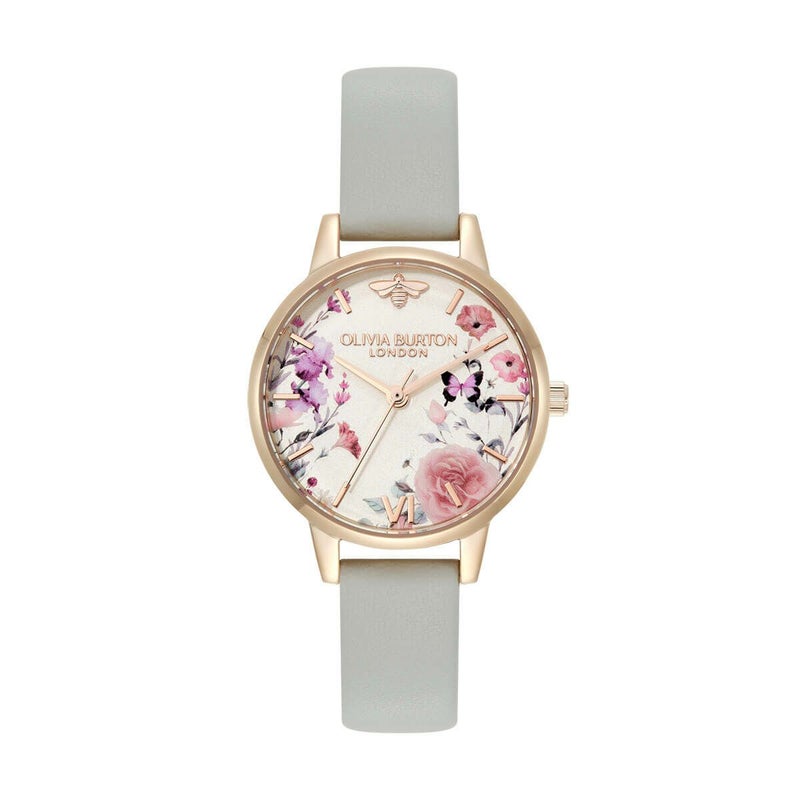 【オリジナルカードケースプレゼント】OLIVIA BURTON / オリビア・バートン シグネチャー 30mm イラストレイテッド フローラル ライトグレーレザーの公式ECサイト掲載画像