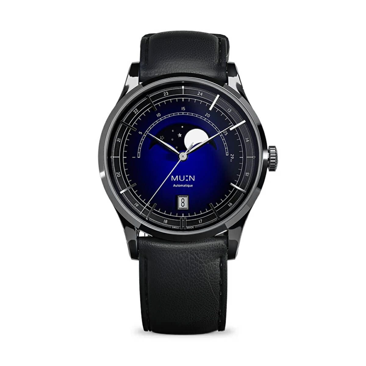 MU:N Watches / ムンウォッチ ORIGIN オリジン コバルト / ブラック レザーストラップの公式ECサイト掲載画像