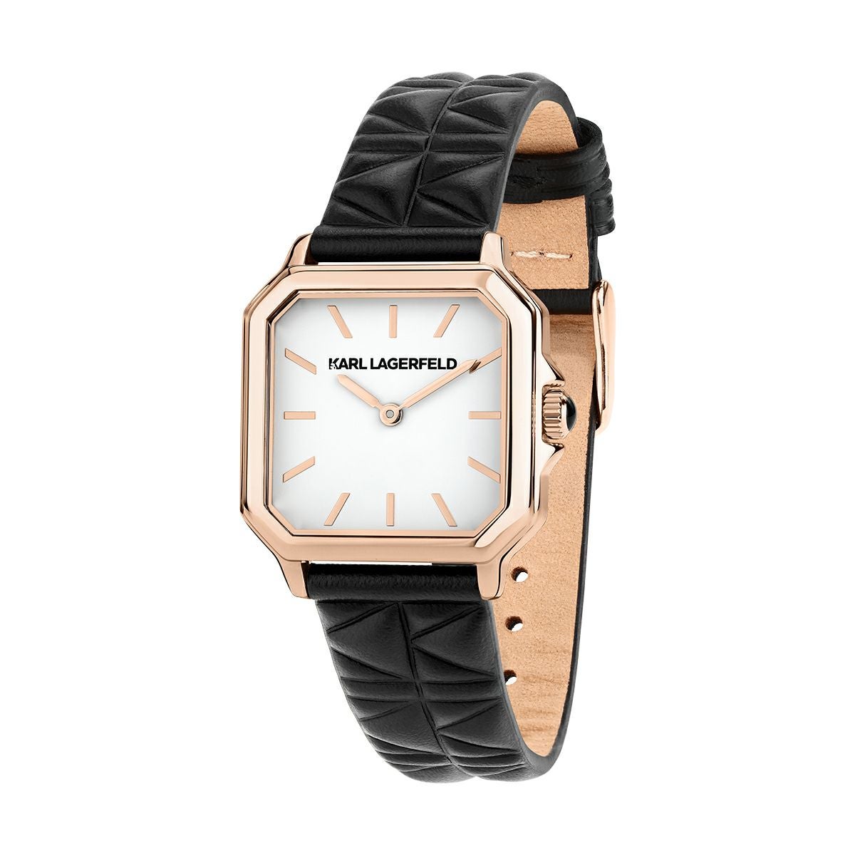 KARL LAGERFELD / カール・ラガーフェルド スクエア クラシック - ホワイト ダイヤル ブラック レザーの公式ECサイト掲載画像