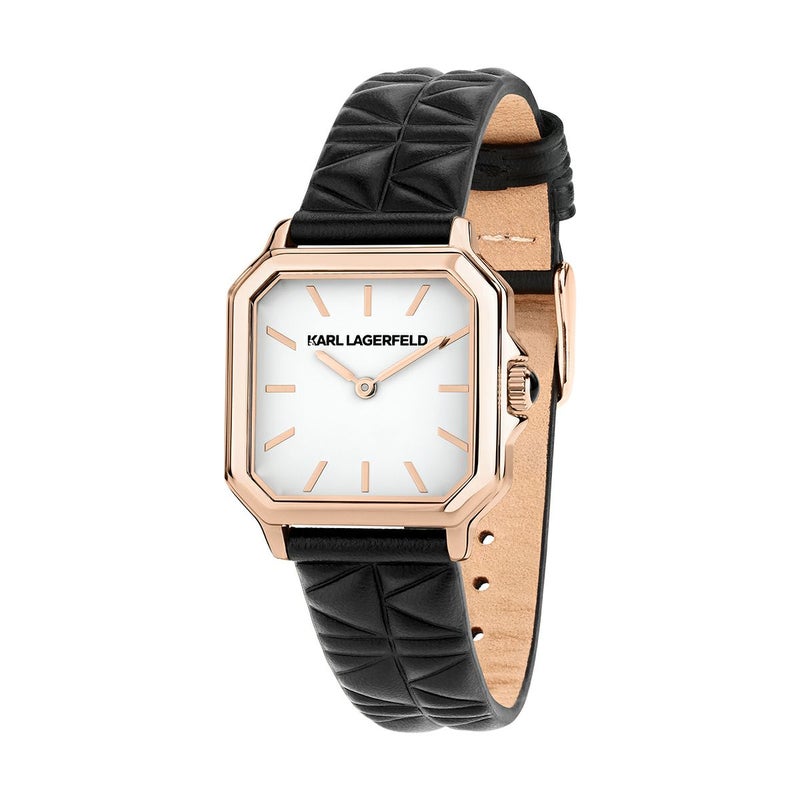 KARL LAGERFELD / カール・ラガーフェルド スクエア クラシック - ホワイト ダイヤル ブラック レザーの公式ECサイト掲載画像