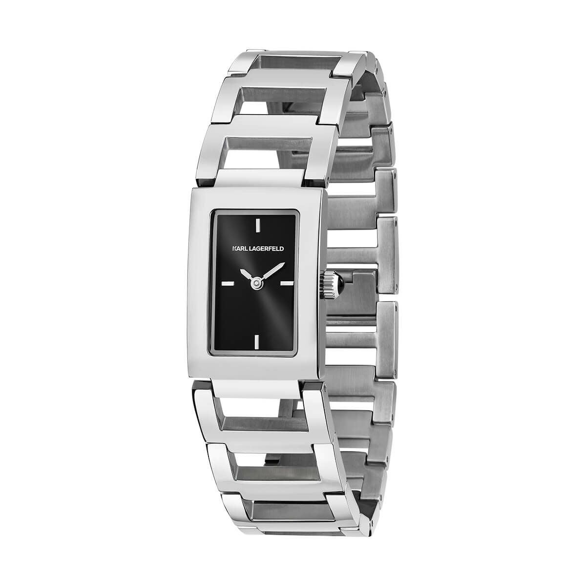 KARL LAGERFELD / カール・ラガーフェルド パリ - ブラック サンレイ ダイヤル シルバー ブレスレットの公式ECサイト掲載画像