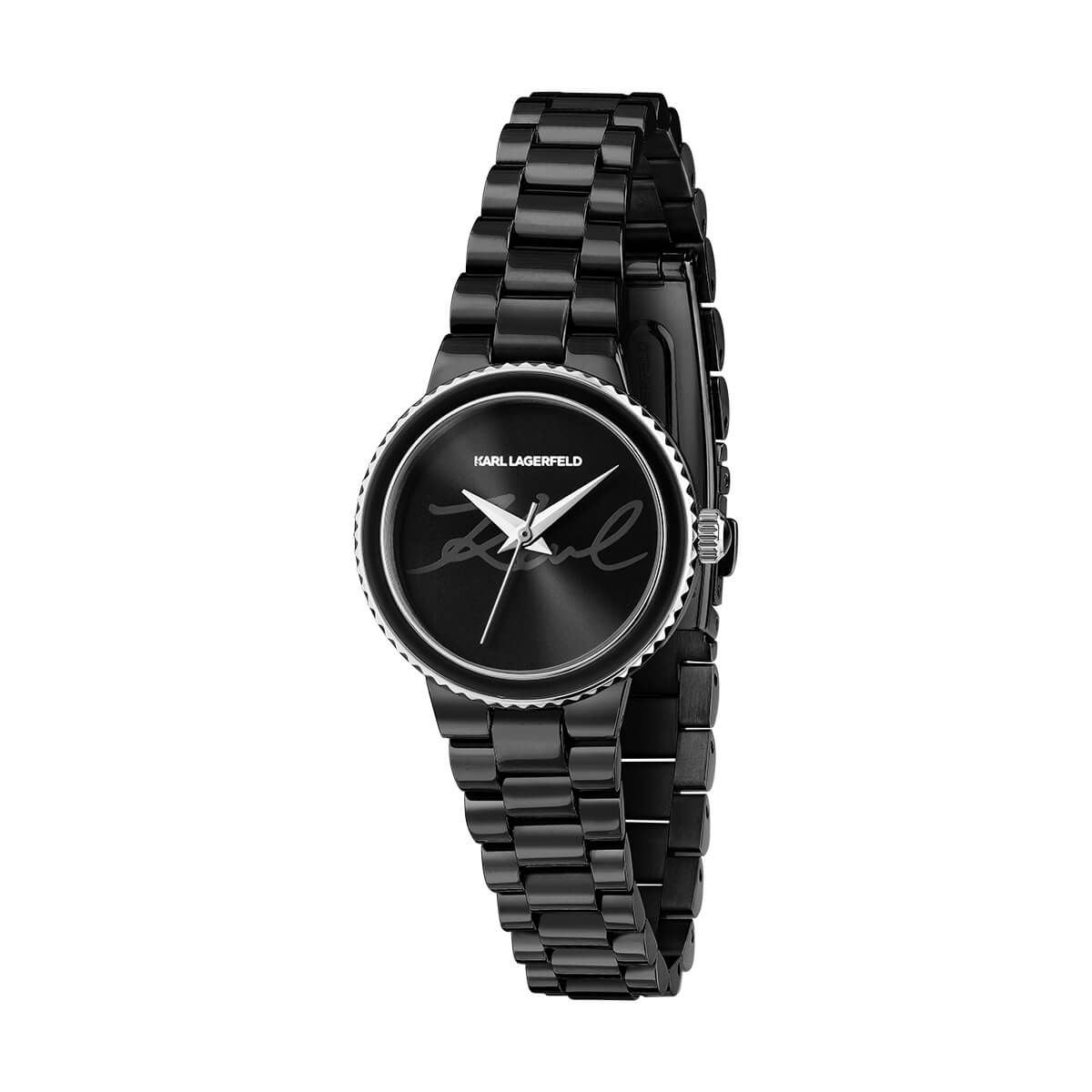 KARL LAGERFELD / カール・ラガーフェルド カイザー - ブラック サンレイ シグネチャー ダイヤル ブラック ブレスレットの公式ECサイト掲載画像