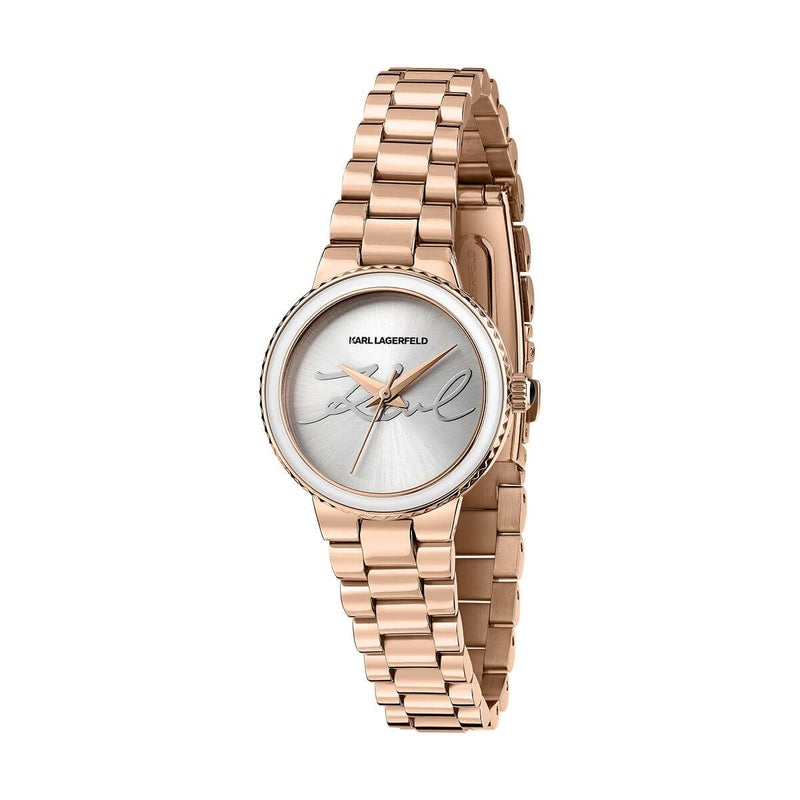 KARL LAGERFELD / カール・ラガーフェルド カイザー - シルバー サンレイ シグネチャー ダイヤル ローズゴールド ブレスレットの公式ECサイト掲載画像