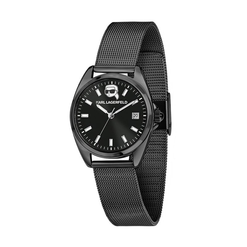 KARL LAGERFELD / カール・ラガーフェルド ラウンド エッセンシャル - ブラック サンレイ アイコン ダイヤル ブラック メッシュの公式ECサイト掲載画像