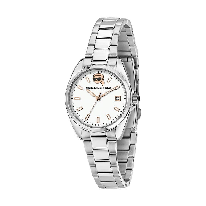 KARL LAGERFELD / カール・ラガーフェルド ラウンド エッセンシャル - ホワイト アイコン ダイヤル シルバー ブレスレットの公式ECサイト掲載画像