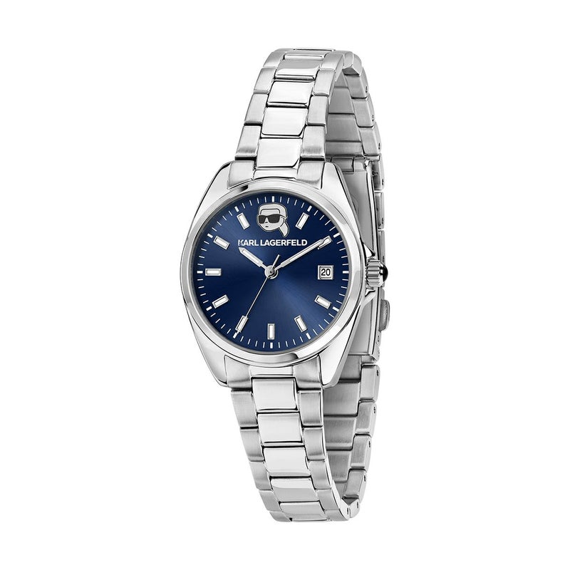 KARL LAGERFELD / カール・ラガーフェルド ラウンド エッセンシャル - ブルー サンレイ アイコン ダイヤル シルバー ブレスレットの公式ECサイト掲載画像