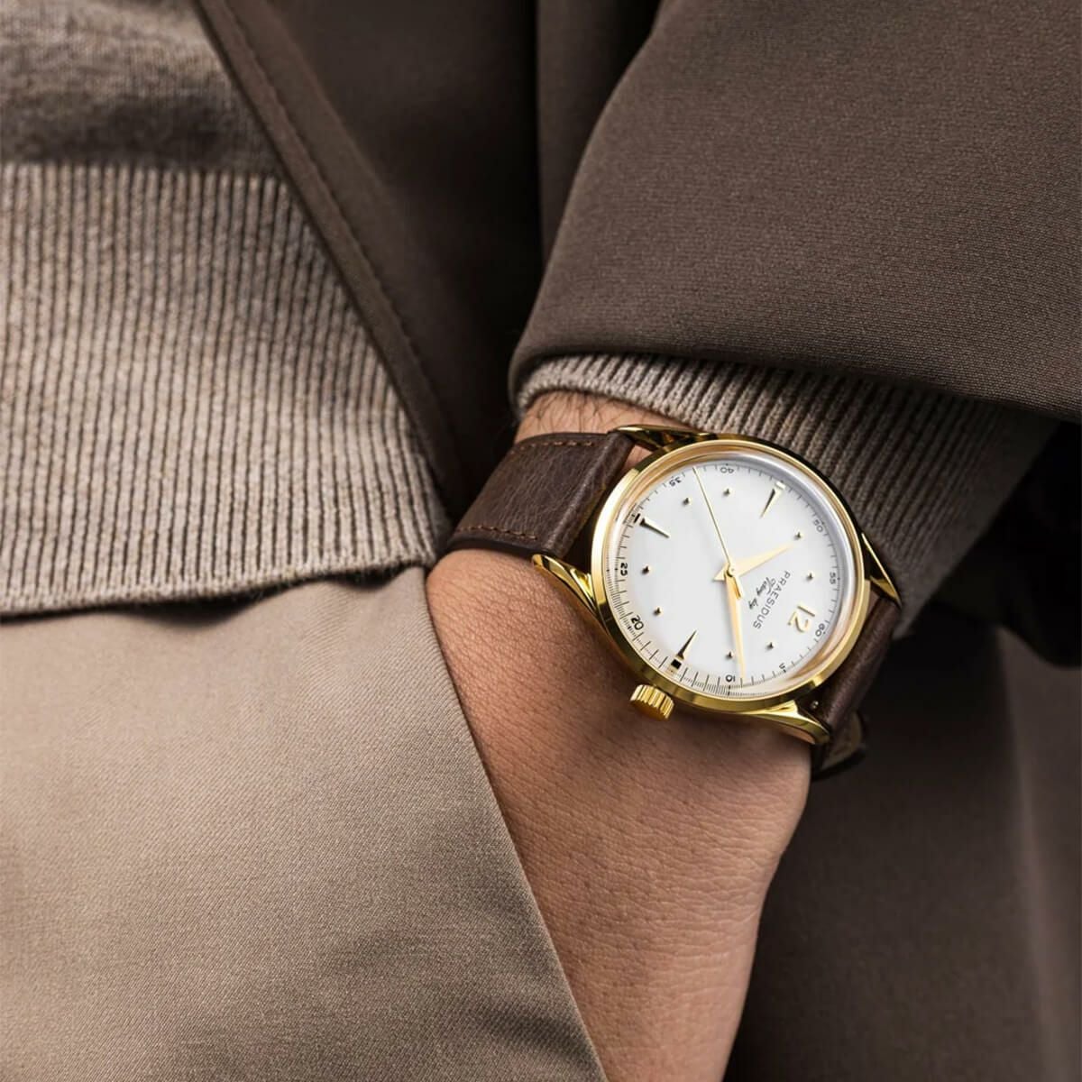 Praesidus / プレジダス Victory Day White Dark Brown Leather メンズ
