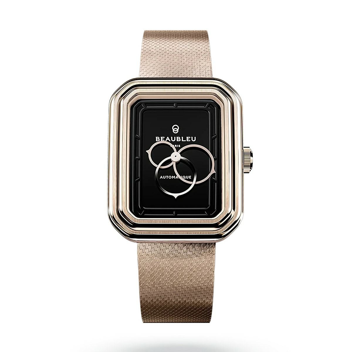 BEAUBLEU / ボーブルー ECCE FIGURA ONYX エッチェ フィグラ オニキス ローズゴールド ステンレススチールメッシュストラップの公式ECサイト掲載画像