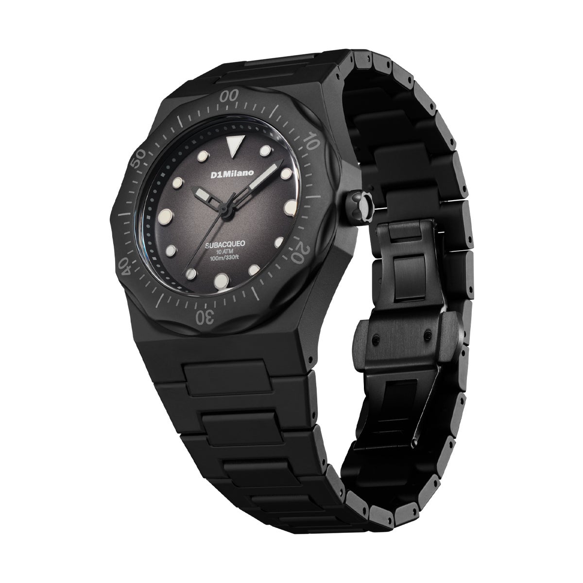 【美品】D1MILANOブラック アナログ腕時計 D1 MILANO / ディーワンミラノ ポリカーボン - カーボン ダイバー